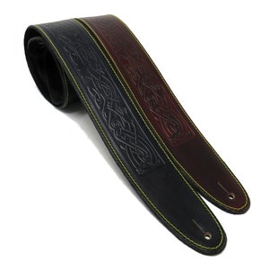 Padded Soft Celtic Embossed Guitar Strap / Leathercraft / Celtic Leatherwork / Guitarist Gift