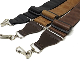 Distressed Leather Banjo Strap, Adjustable Clip-On Folk Style