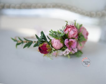 Couronne de fleurs, Couronne de fille de fleurs, couronne de fleurs de nouveau-né, , couronne de fille de fleurs, accessoires de couronne de fille, accessoires photo de halo de fleurs nouveau-né EMMA