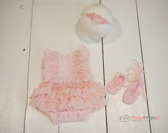 Neugeborenen Strampler, Schuhe, Krawatten Neugeborenen Set, Newborn Lace Outfit für Mädchen, Newborn Girl Bonnet, Newborn Girl Outfit, Newborn Girl Strampler