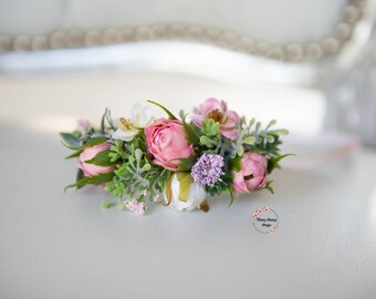 Couronne de fleur, Couronne de fille de fleur, couronne de fleur de nouveau-né, , couronne de fille de fleur, accessoires de couronne de fille, accessoires photo de halo de fleurs nouveau-né CLERE