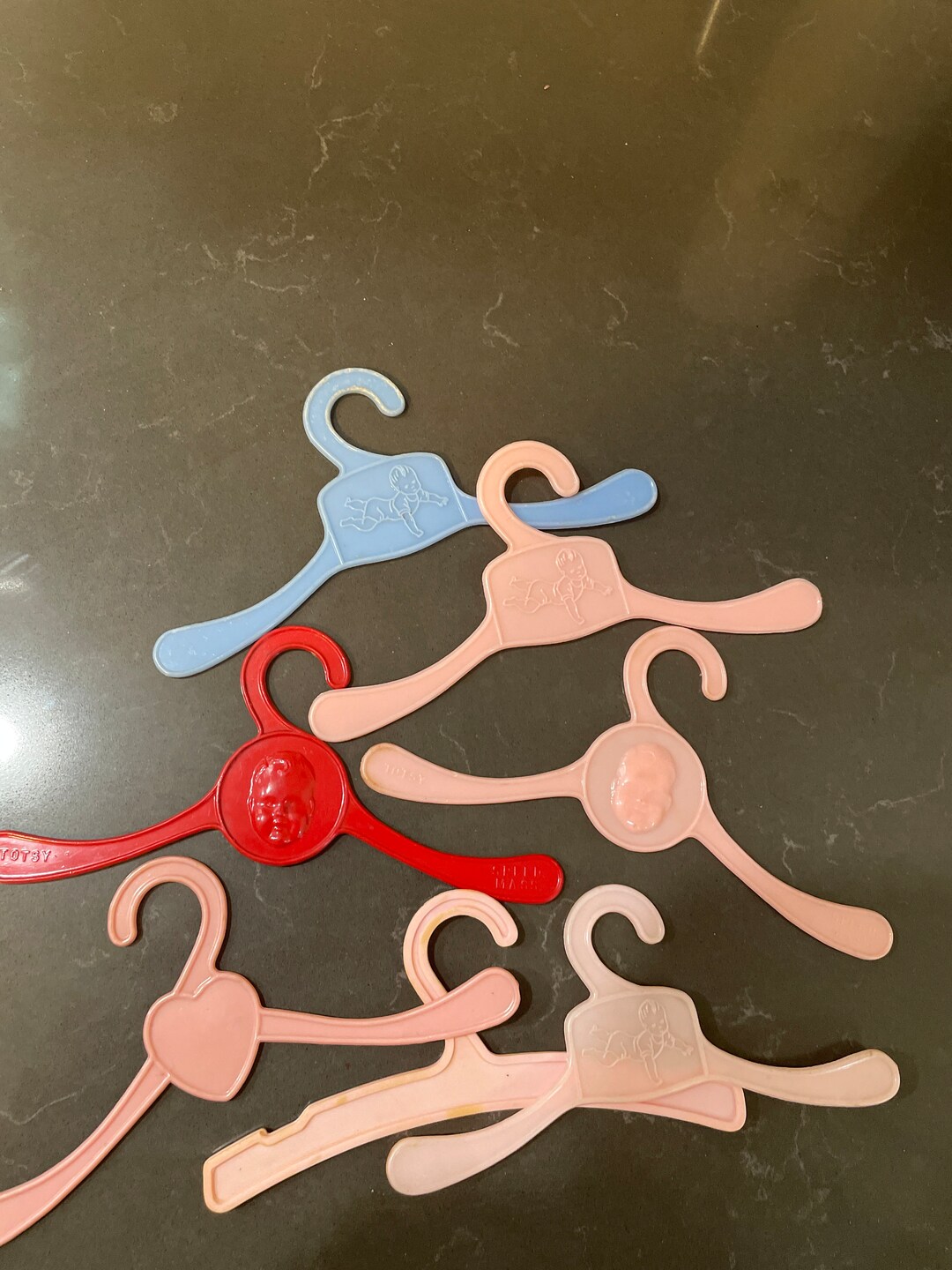 Lot of 7 Vintage Doll Clothes Hangers Totsy Prog Doll Red Blue Pink Etsy
