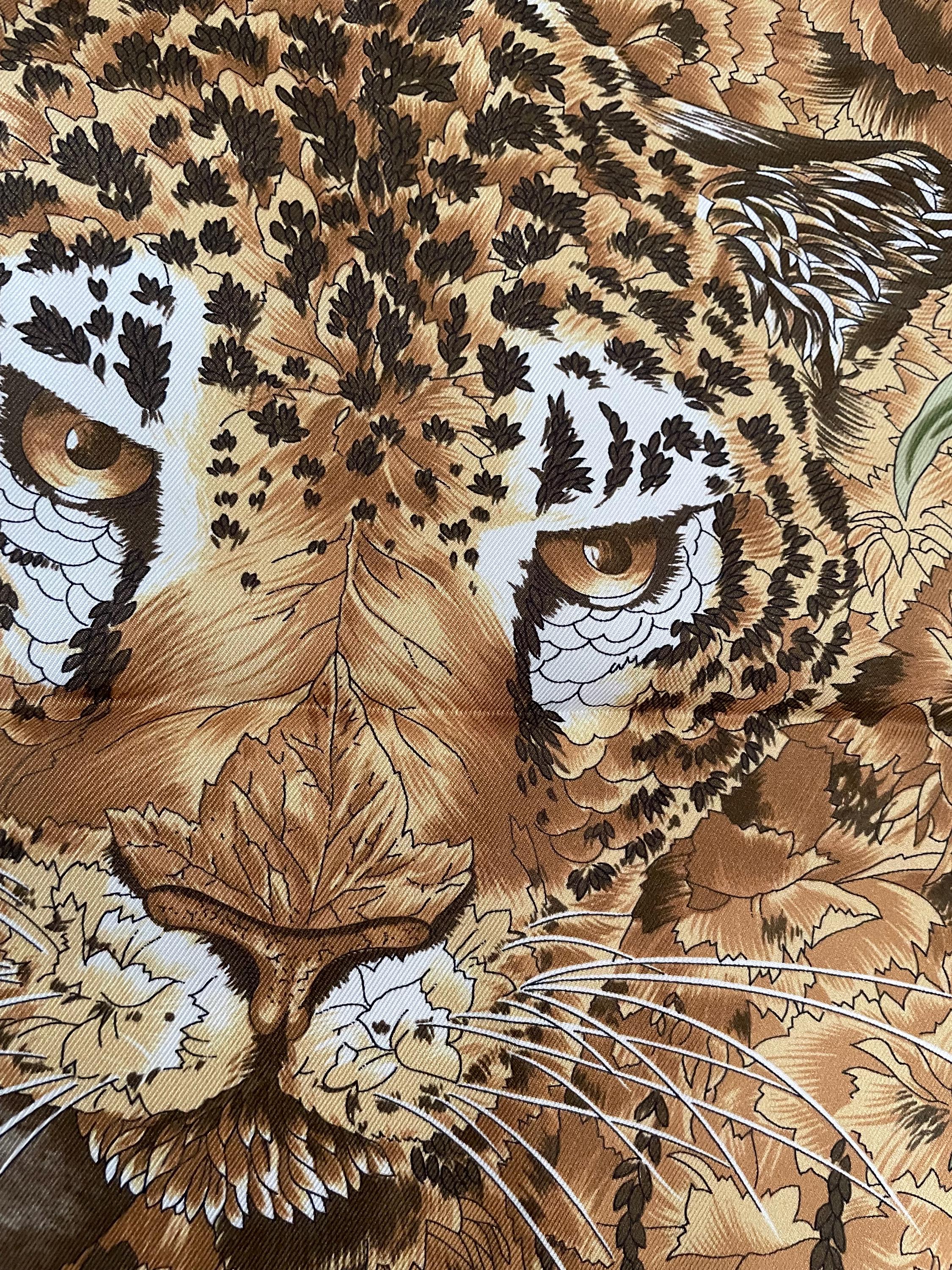 Classic Salvatore Ferragamo 100% Silk Scarf With Jaguar in