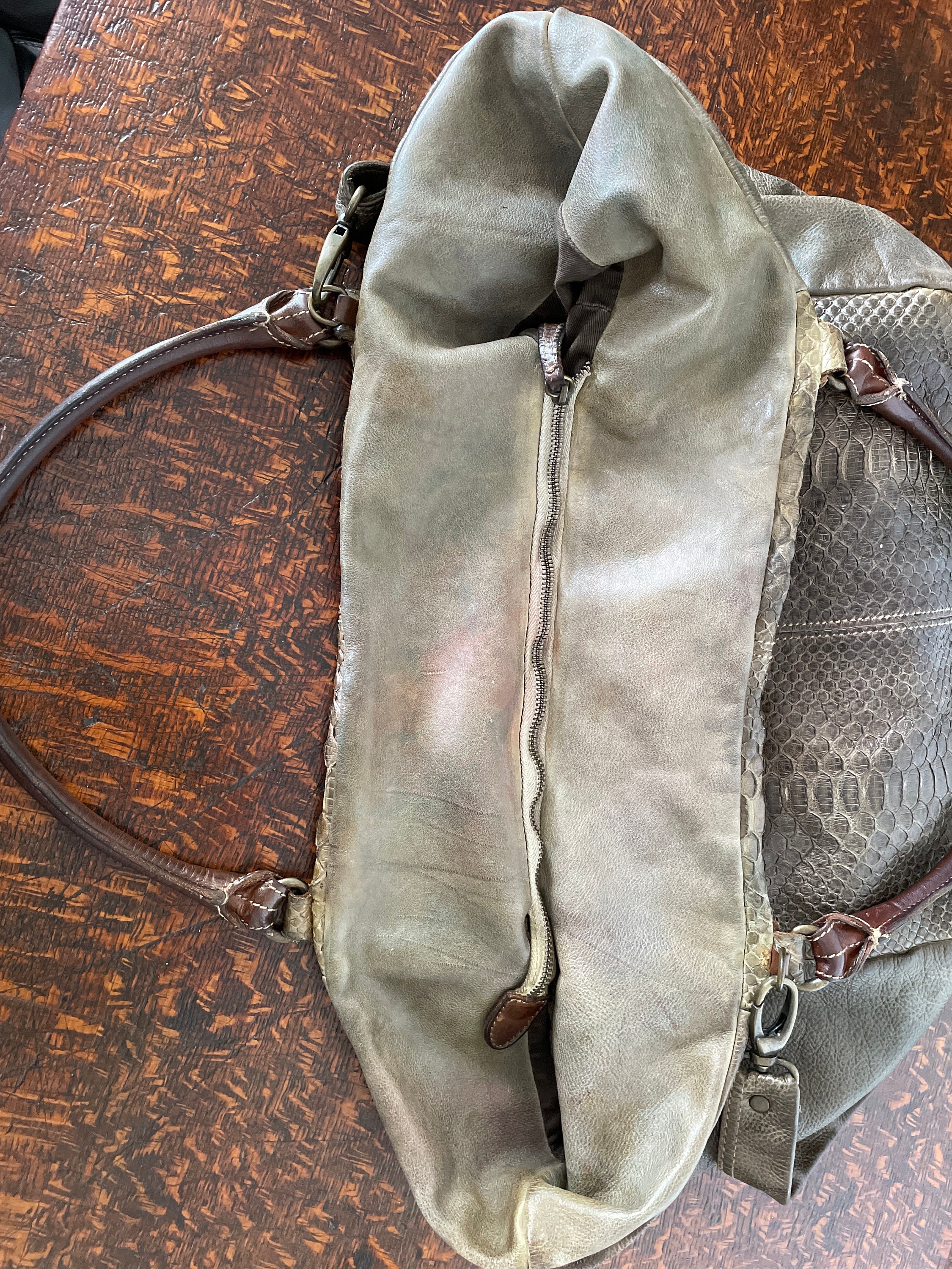 Reptile House Made in Italy Large Tote Handbag With Brown