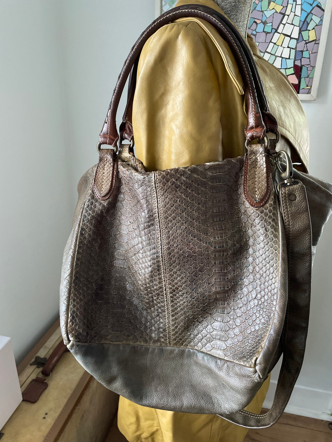 トートバッグ REPTILES HOUSE SS25 Shoulder bags (H823 IRISNERO) Reptile House Made in Italy Large Tote Handbag With Brown