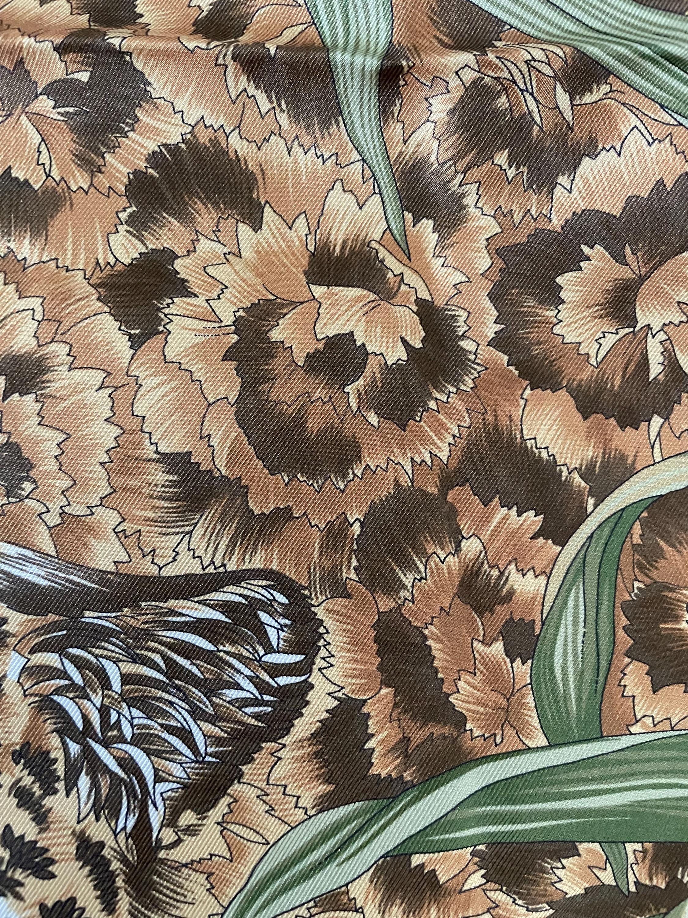 Classic Salvatore Ferragamo 100% Silk Scarf With Jaguar in