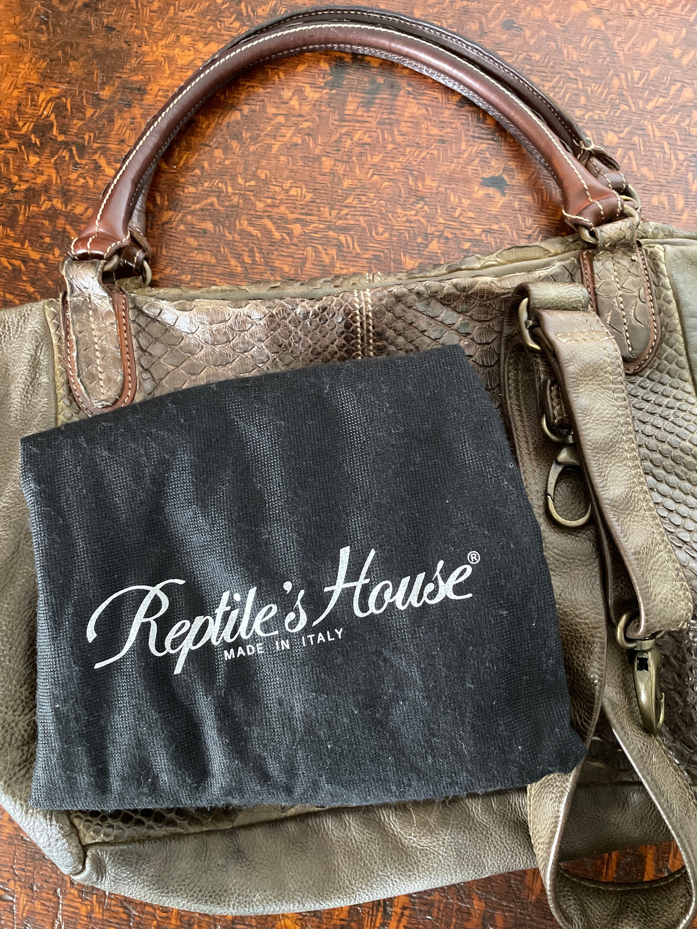 トートバッグ REPTILES HOUSE SS25 Shoulder bags (H823 IRISNERO) Reptile's House Leather Shoulder Bag Handbag Made In Italy