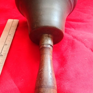 Vintage Brass Hand Bell with Wooden Handle (7 1/2&quot; T x 4 1/2&quot; W)