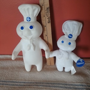 Vintage Pillsbury Doughboy Figures: 1995 Rubber & Beanbag Pair