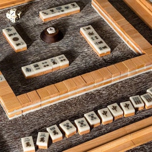 Premium Mahjong Set, Wooden Traditional Mahjong Set, Resin Mahjong Tiles, Handcrafted Mahjong Set, Gift for Her