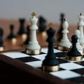 Handcrafted Luxury Chess Set, Walnut & Leather Board 11" with Resin Brass Chessmen – Unique Gift - Home Decor - Luxury Gift for Him