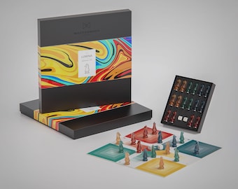 Lumina Horse Race Ludo Board Game: Resin Chess Pieces, Modern Geometric Design