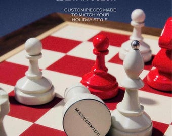 Luxury Tournament 20 Red & White Chess Set – 3.6 Resin King, Handmade Tournament Chess Pieces, Bespoke Luxury Gift