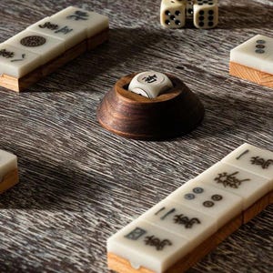 Premium Mahjong Set, Wooden Traditional Mahjong Set, Resin Mahjong Tiles, Handcrafted Mahjong Set, Gift for Her image 12