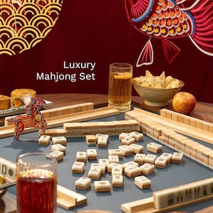 Premium Mahjong Set, Wooden Traditional Mahjong Set, Resin Mahjong Tiles, Handcrafted Mahjong Set, Gift for Her image 14