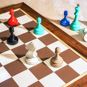 Handcrafted Hardwood Chess Set: Lacquered Resin Pieces, 20-Inch Board