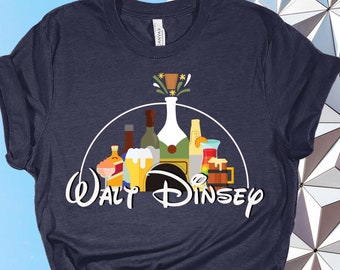 Walt Dinsey | Tipsy Disney Drinks | | d’Epcot Buvez dans le monde entier | Chemise Boozy Castle | Pavillon mondial | | de départ Disney Cocktails Champagne