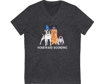 Homeward Bounding V-Neck | Disney Graphic Shirt | Shadow Chance and Sassy Top | Pet Lover | Homeward Bound Movie Cat and Dog V-Neck Tee