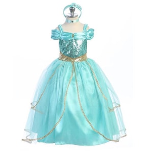 Little / Big Girls Princess Inspired Jasmine Birthday Tutu Dress + Free Choker & HeadBand