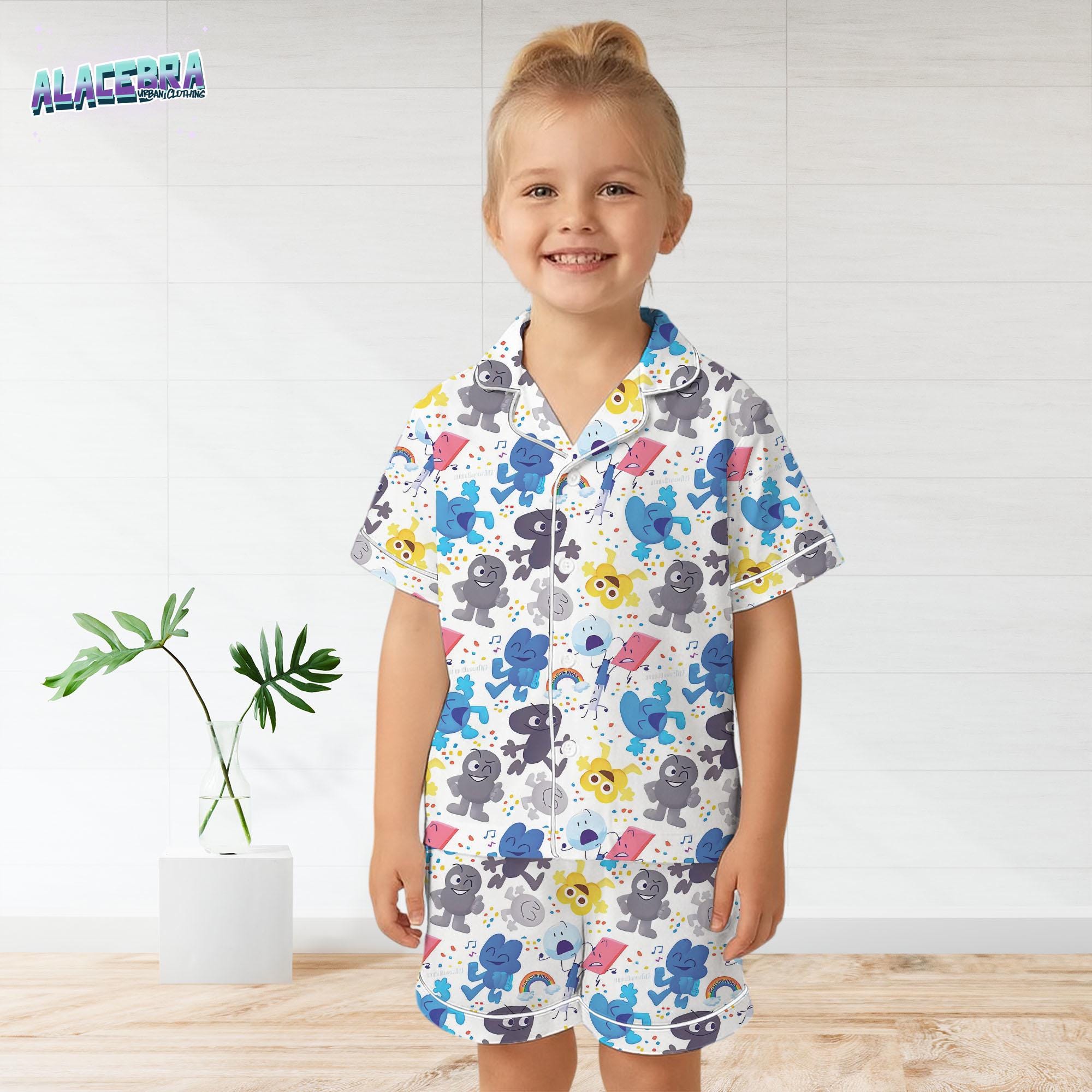 Cute Cartoon Character Pajamas Set – Colorful Summer Sleepwear With ...