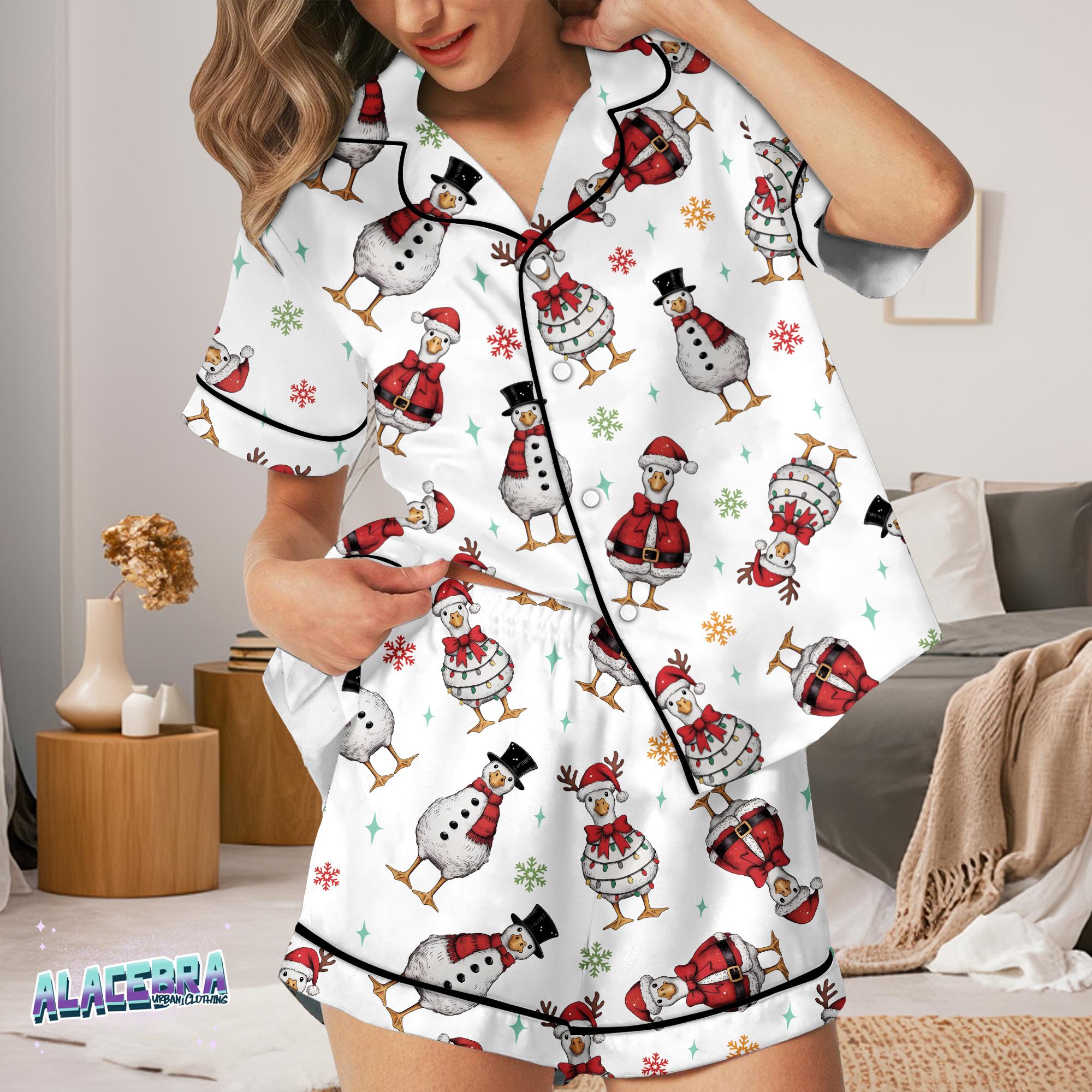 Discover Funny Christmas Goose Pajama Set for Women  Cute Holiday Sleepwear