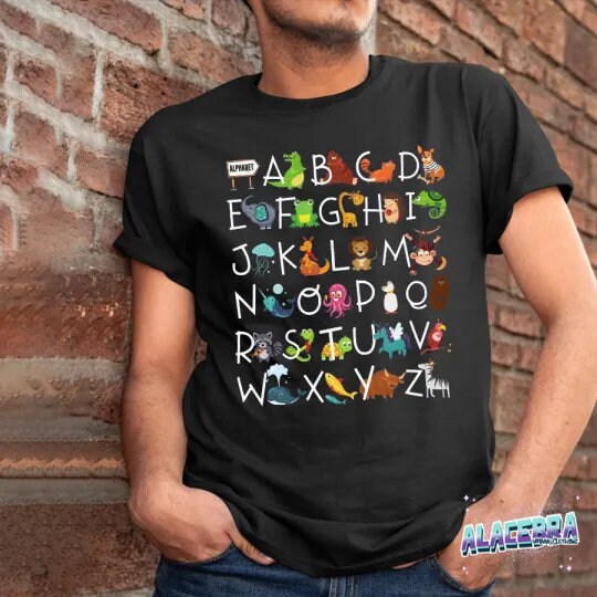 Interesting English Alphabet and Animals Vintage Shirt - Etsy