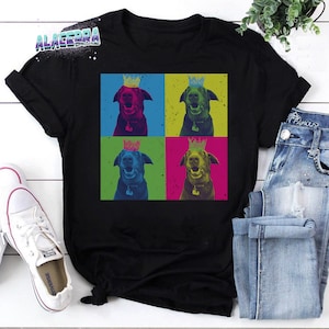 Aangepaste foto Andy Warhol-stijl kleding vintage T-shirt, gepersonaliseerd retro huisdier shirt, voor huisdierliefhebber shirt