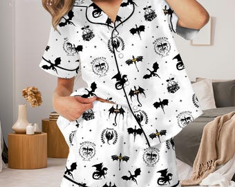 Pijama de Dragon Academy / Conjunto de pijama de dragón Basgiath de fantasía / Ropa de dormir cómoda para mujer / Regalo para amantes de los libros / Conjunto de salón mítico