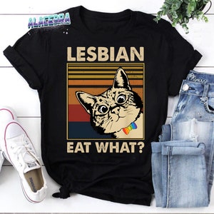 LGBT Lesbian Eat What Cat Vintage T-Shirt, Busy Thinking Shirt, Lesbian Shirt, LGBT Lesbian Shirt, Pride Month Shirt