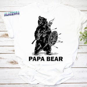 Camiseta vintage Valhalla Viking Papa Bear Lover Animal Dark Heather, camiseta para o dia dos pais, para a camiseta do dia dos pais, presente para o melhor pai