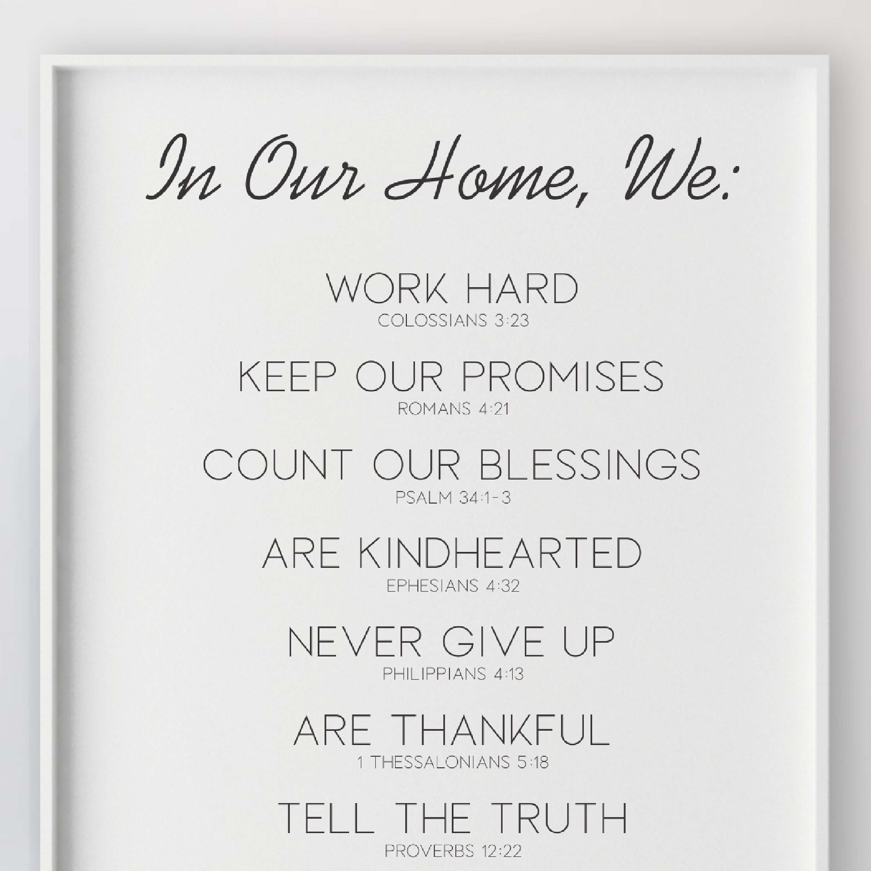 Custom Christian Family Rules Poster FAMILY FAITH Digital Etsy