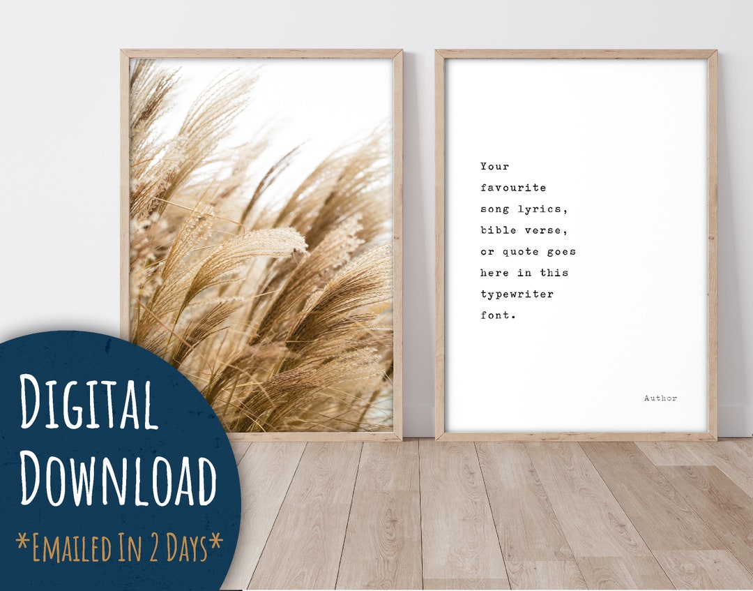 Pampas Grass With Custom Quote Set of 2 Digital Download Your Etsy