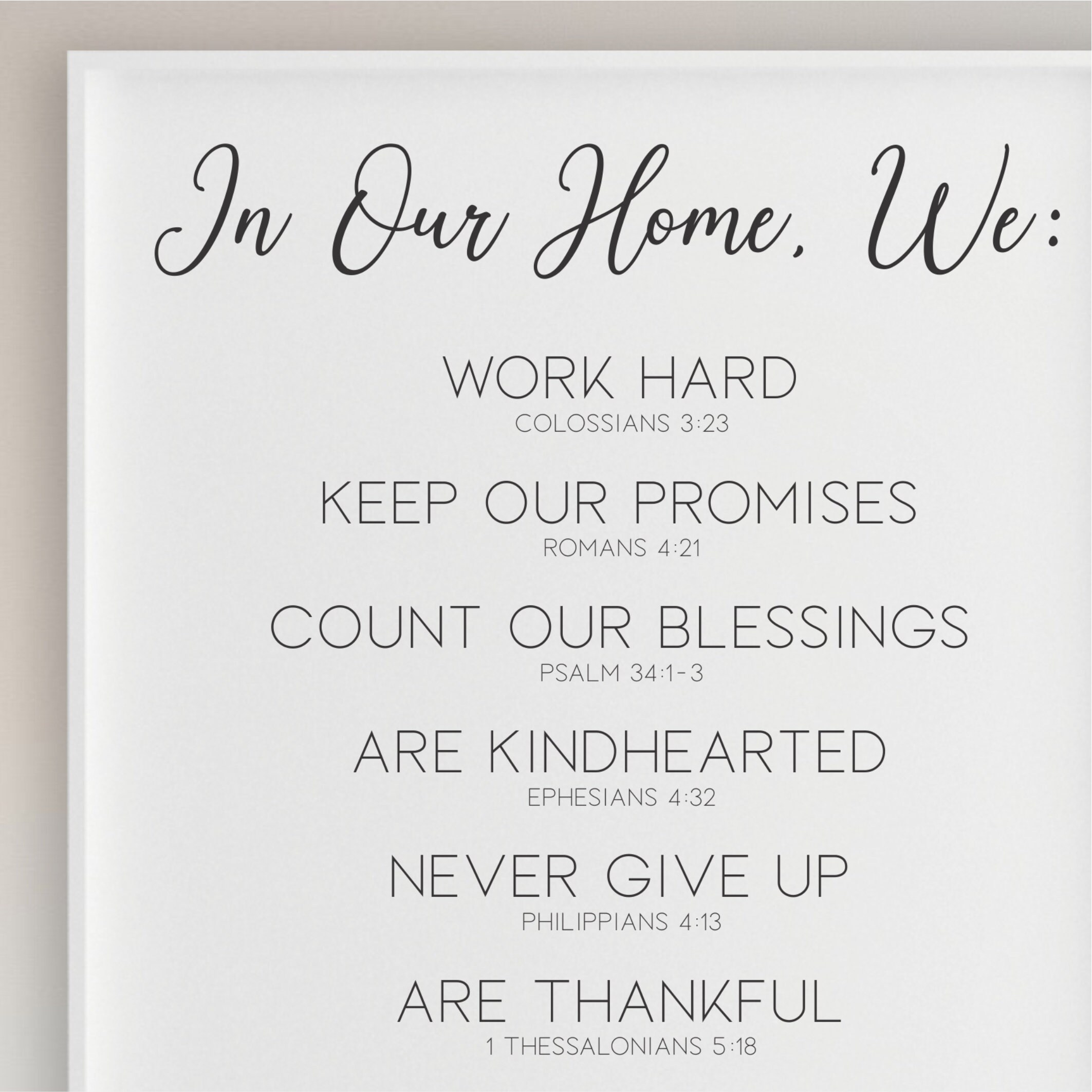 Custom Christian Family Rules Poster FAMILY FAITH Digital Etsy