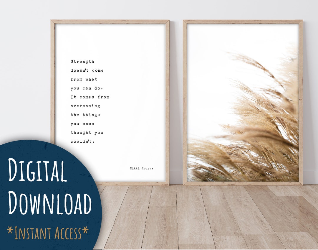 Pampas Grass With Quote by Rikki Rogers Set of 2 Digital Etsy