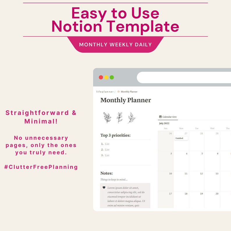 Notion Template Planner All in One Notion Life Planner Notion Template ...