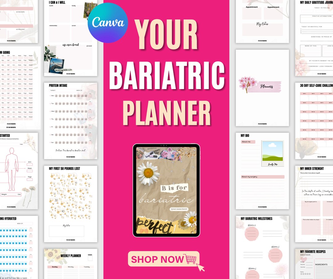 Bariatric Surgery Planner | Weight Loss Tracker Canva Journal (PDF) - Etsy
