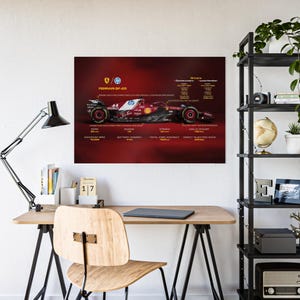 Glossy Poster - Formula 1 - Ferrari SF-25 Racing Car 2025 - Scuderia Ferrari - Lewis Hamilton 44 - Charles Leclerc 16
