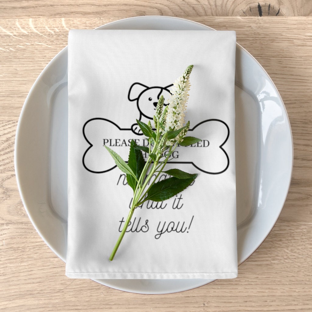 Dog Dinner Napkins White Napkins Linen Dog Napkins New Dog Etsy