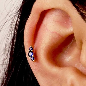 18G/16G Sapphire Climber Dainty Labret Cartilage Studs • tragus stud • conch earring • helix • cartilage piercing • minimalist • FLAT BACK