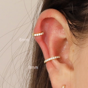 18G Dainty Paved Cartilage Hoop Earring • tragus earrings • helix hoops • conch hoop • cartilage earrings • small hoop earrings • tiny hoop