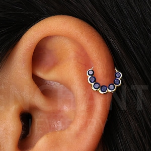 NEW • Sapphire 20G/18G/16G Seamless Gold Helix Clicker Cartilage Gold Hoop Earrings • septum hoop • daith hoops • gold cartilage hoop