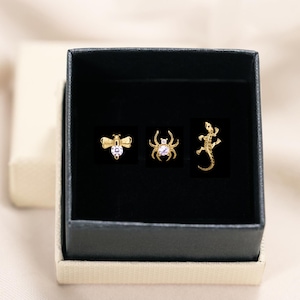 Dainty Animal Flat Back Earring Set • set of 3 • cartilage earrings • helix stud • gift for her