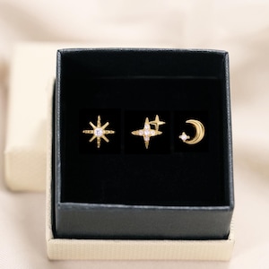 Celestial Charm Flat Back Earring Set • set of 3 • cartilage earrings • helix stud • gift for her