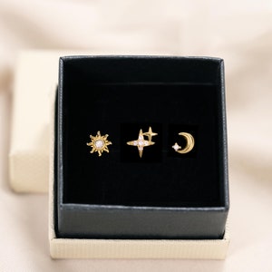 Celestial Flat Back Earring Set • set of 3 • cartilage earrings • helix stud • gift for her