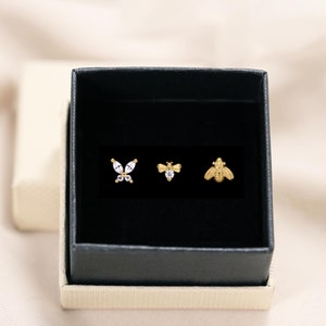 Ensemble de boucles d'oreilles nature • lot de 3 • boucles d'oreilles en cartilage • clou d'oreille en hélice • cadeau pour elle