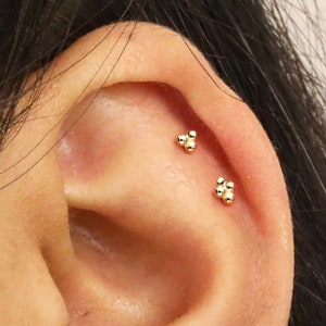 20G/18G Tiny Bead Threadless Push Pin Labret Stud • Solid 925 Sterling Silver • Tragus Flat Back Earring • Helix Conch Labret Stud