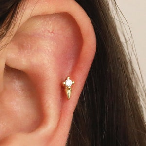 Clous d'oreille pour cartilage poignard labret en or 18 g/16 g • clou tragus pointe • boucle d'oreille conque • hélice • piercing du cartilage • minimaliste • DOS PLAT