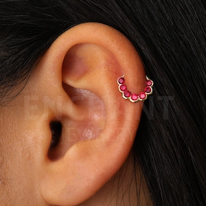 20G/18G/16G Seamless Ruby Gold Helix Clicker Cartilage Gold Hoop Earrings • septum hoop • daith hoops • gold cartilage hoop