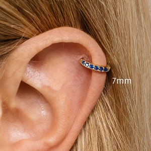 Boucle d'oreille cartilage pavée de saphirs 18G • boucles d'oreilles tragus • hélice • créoles conque • boucles d'oreilles cartilage • petites boucles d'oreilles • minuscules créoles en or