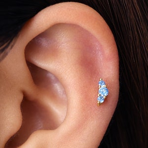 20G Climber Labret Cartilage Stud Earring • gemstone tragus stud • conch earring • helix • cartilage piercing • minimalist • FLAT BACK